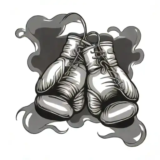 pair of hung up boxing gloves tattoo design idea