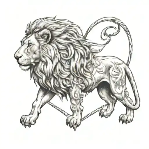 brokern heart lion wearing tattoo design idea