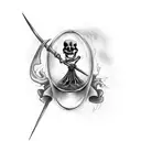 grim reaper slicing through hourglass with scythe tattoo design idea