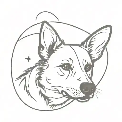cattle dog ears outline tattoo design idea