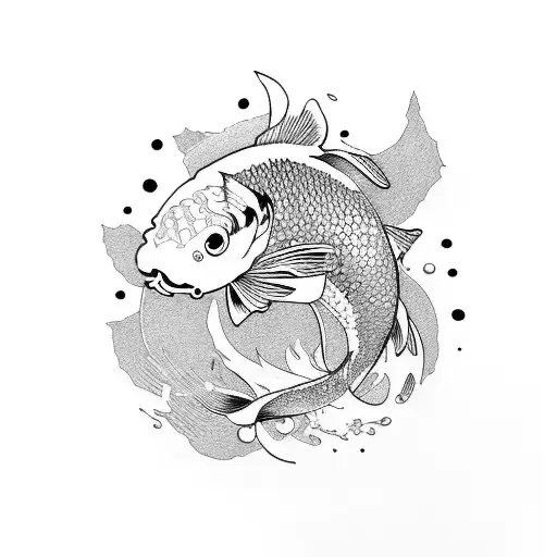 koi fish with japanese mask tattoo tattoo design idea
