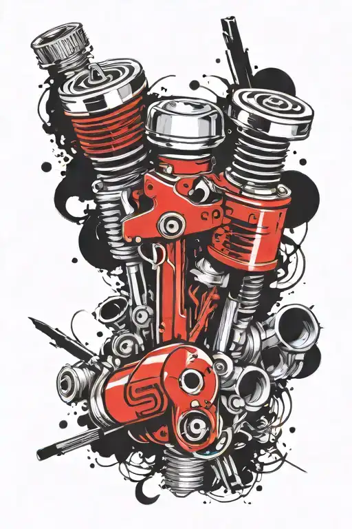 pistons and spark plugs tattoo design idea