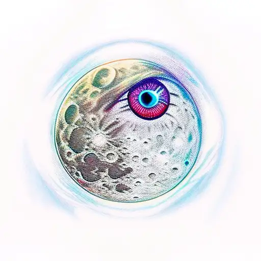 The moon inside the eye instead of the pupil tattoo design idea