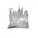 two city upside down tattoo design idea