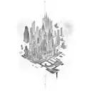 two city upside down tattoo design idea