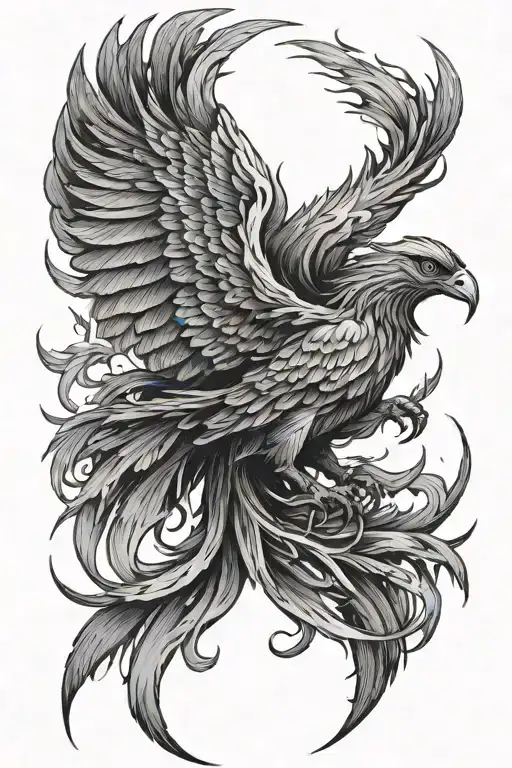 Phoenix rising from the ashes tattoo design idea