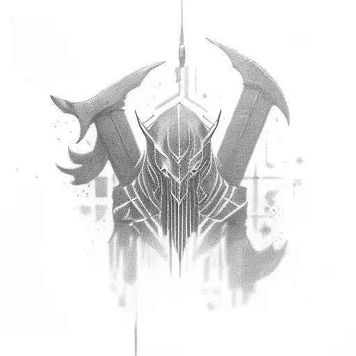 mix assassin's Creed Valhalla and stranger things  tattoo design idea