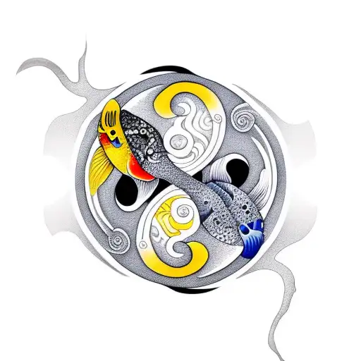 ying yang symbol koi fish tattoo design idea