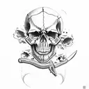 skull shooting itself with gun tattoo design idea
