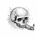 skull shooting itself with gun tattoo design idea