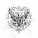 american eagle with american flag lighting tattoo design idea