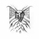 american eagle with american flag lighting tattoo design idea