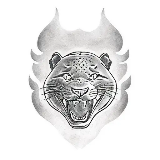 traditional panther without too much shading tattoo design idea
