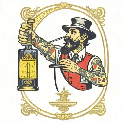 bartender tarot card tattoo design idea