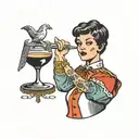 bartender tarot card tattoo design idea