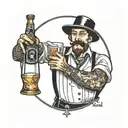 bartender tarot card tattoo design idea
