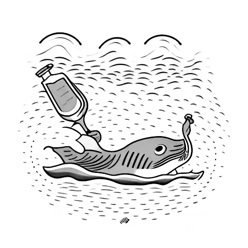 whale with beer tattoo design idea