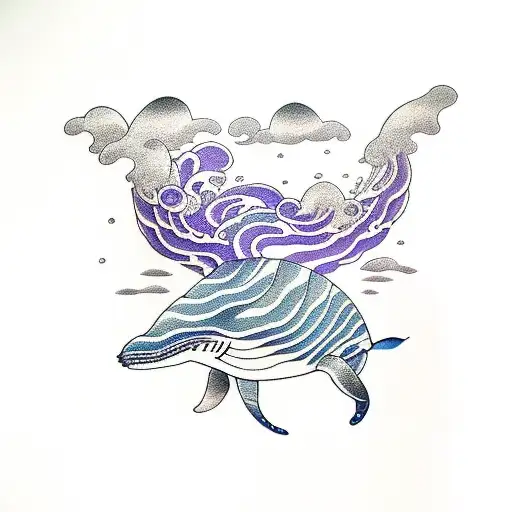 whale with beer tattoo design idea