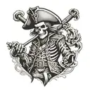 skeleton pirate captain tattoo design idea