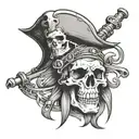 skeleton pirate captain tattoo design idea