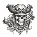 skeleton pirate captain tattoo design idea