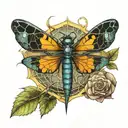 spiderweb and dragonfly perched atop tattoo design idea