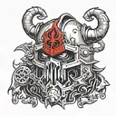 Khorne berzerker helmet tattoo design idea