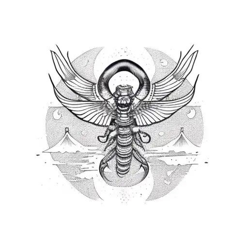 Scorpio glyph with mockingbird tattoo design idea