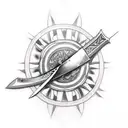 Medieval sword, blood, dark, small tattoo design idea