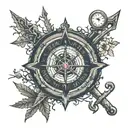 Broken compass, clock hands at 3:33 pm, broken tree, coast guard anchor, stars aligning, forgiveness  tattoo design idea