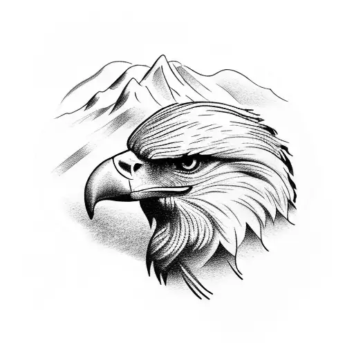 A majestic eagle soaring over a mountain range tattoo design idea