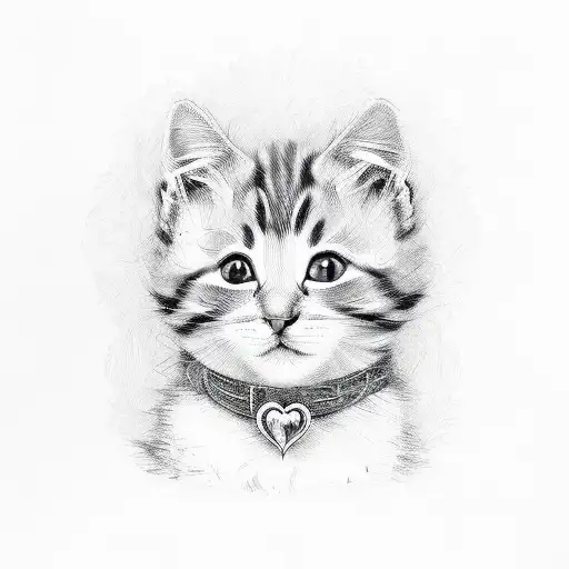 3 hearts and kitten paw print tattoo design idea