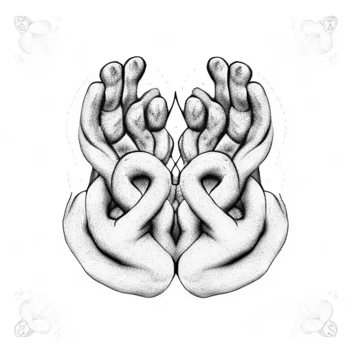 3 intertwined hearts and cat paw tattoo design idea