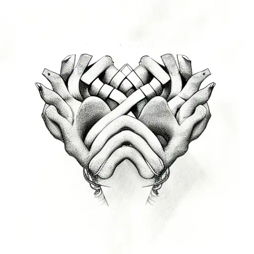 3 intertwined hearts and cat paw tattoo design idea