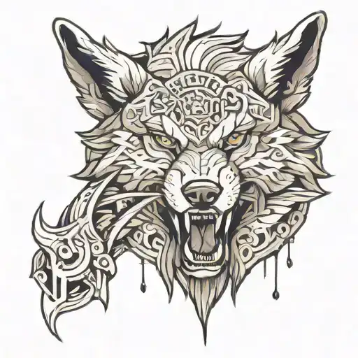 lonley Wolf warrior tattoo design idea
