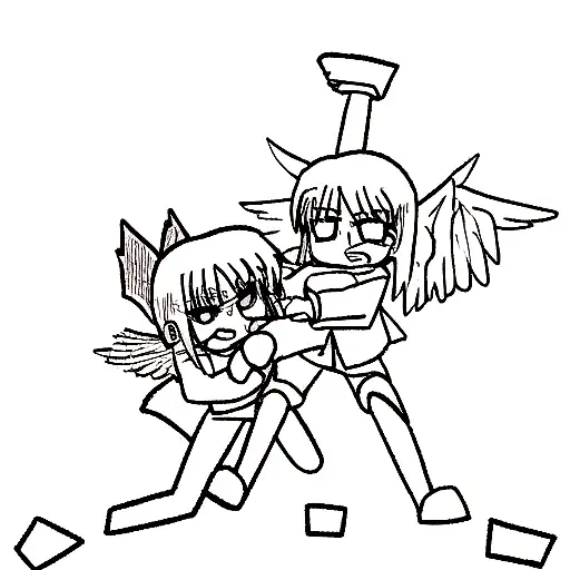 Angel and demon fighting tattoo design idea