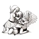 Angel and demon fighting tattoo design idea