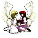 Angel and demon fighting tattoo design idea