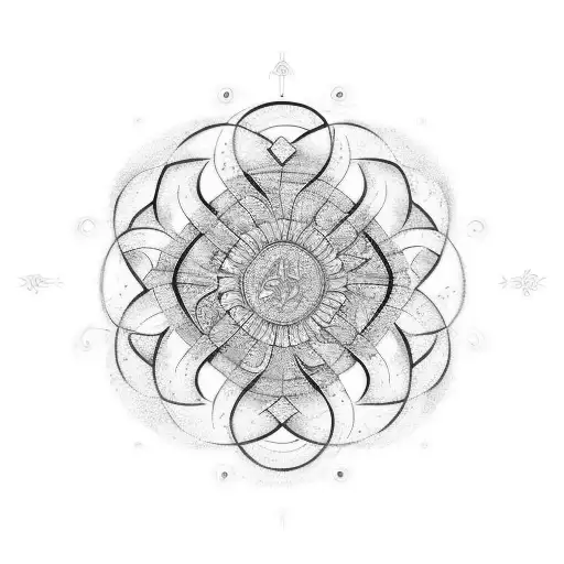 a horizontal lozeng with spirals in it tattoo design idea