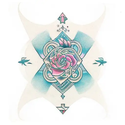 a horizontal lozeng with spirals in it tattoo design idea