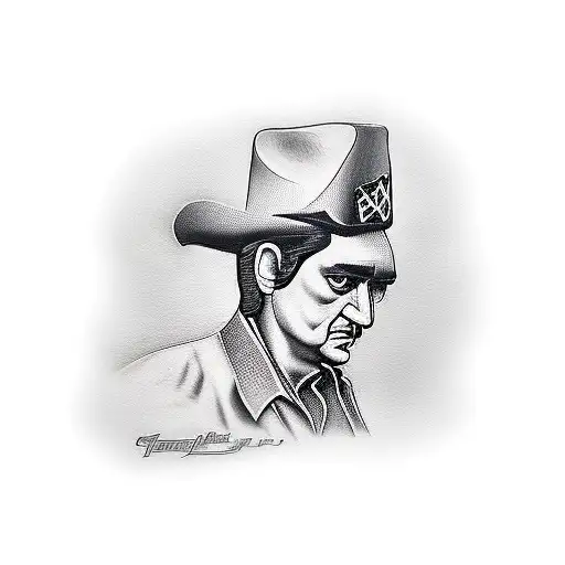 Chicken dressed as Johnny Cash tattoo design idea