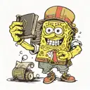 Spongebob holding a book tattoo design idea