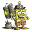 Spongebob holding a book tattoo design idea