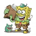 Spongebob holding a book tattoo design idea