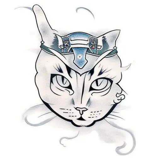Samurai Cat tattoo design idea