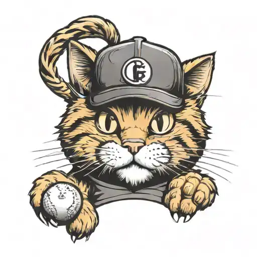 Garfield the cat with a baseball hat  tattoo design idea