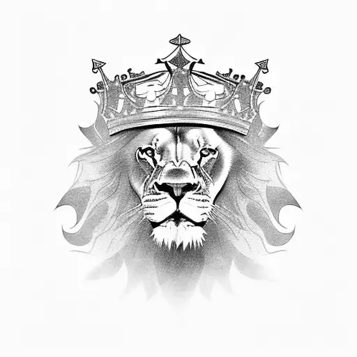 A powerful lion with a crown, representing the boss's authority and leadership tattoo design idea