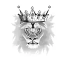 A powerful lion with a crown, representing the boss's authority and leadership full arm tattoo design idea