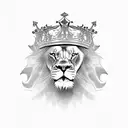 A powerful lion with a crown, representing the boss's authority and leadership tattoo design idea