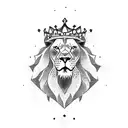 A powerful lion with a crown, representing the boss's authority and leadership tattoo design idea